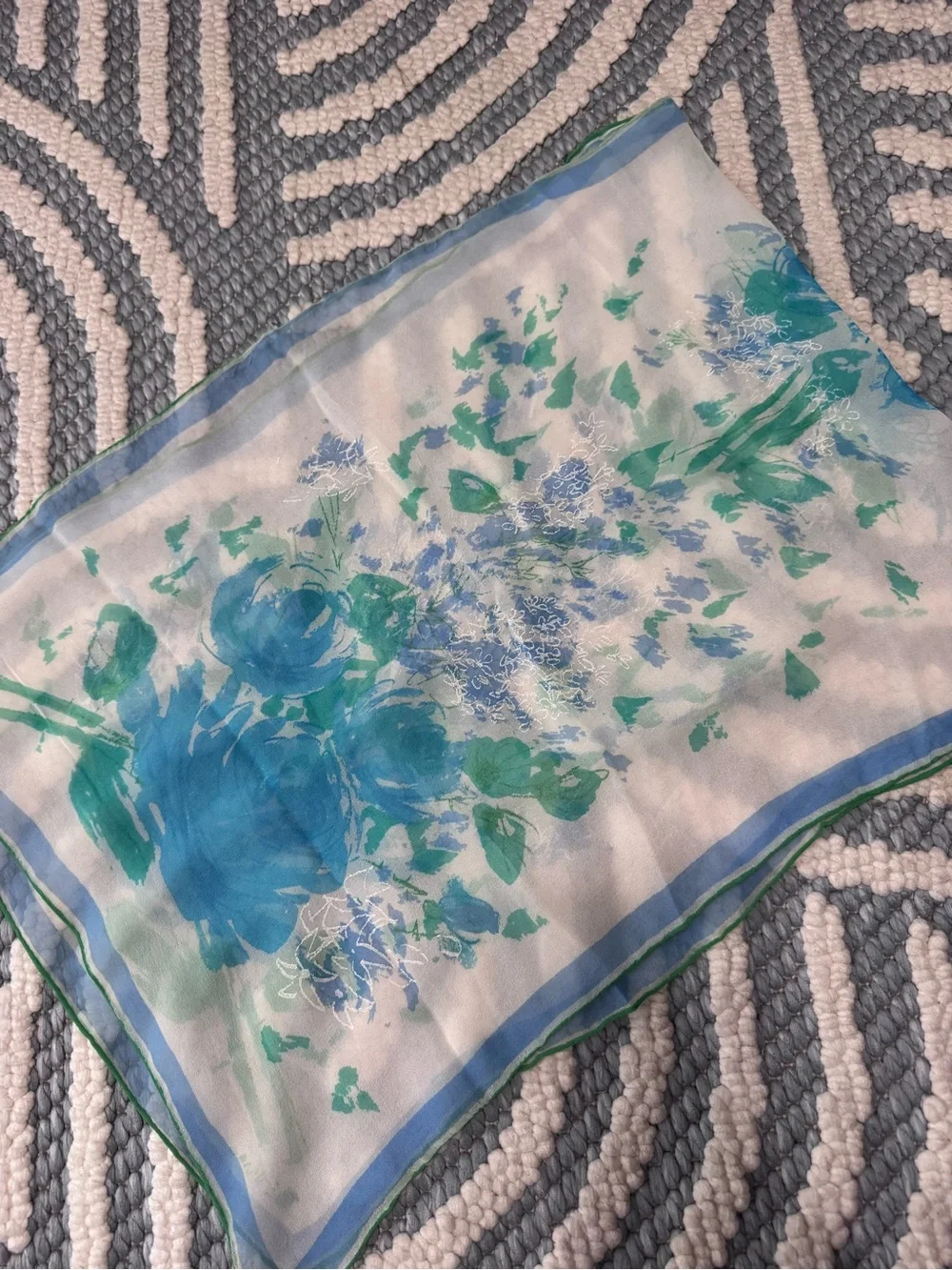 Vintage 100% Silk Abstract Floral Scarf Pastel 14x39